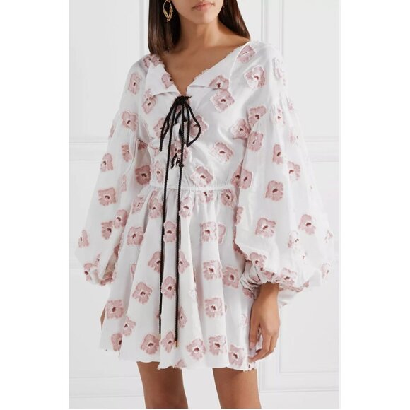 Caroline Constas Olympia Metallic Fil Coupe Mini Dress Pink White  - XS - Picture 1 of 11
